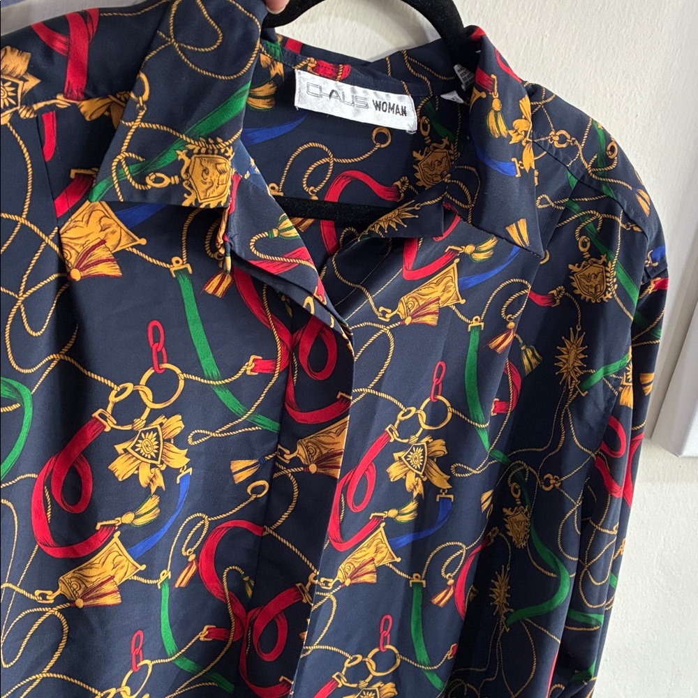 Colorful Vintage Look Pint Blouse
